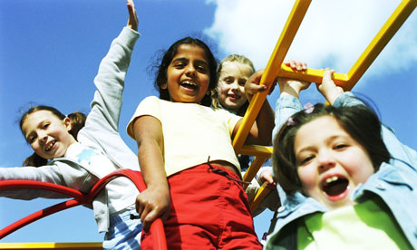 Young Children Playing Outside